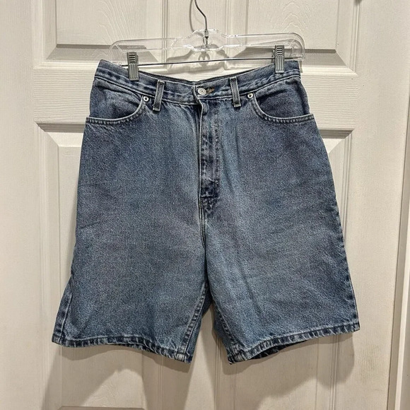 VTG Faded Glory Womens Jean Shorts Blue Pockets Light‎ Wash High Rise Denim 12 - Picture 1 of 6